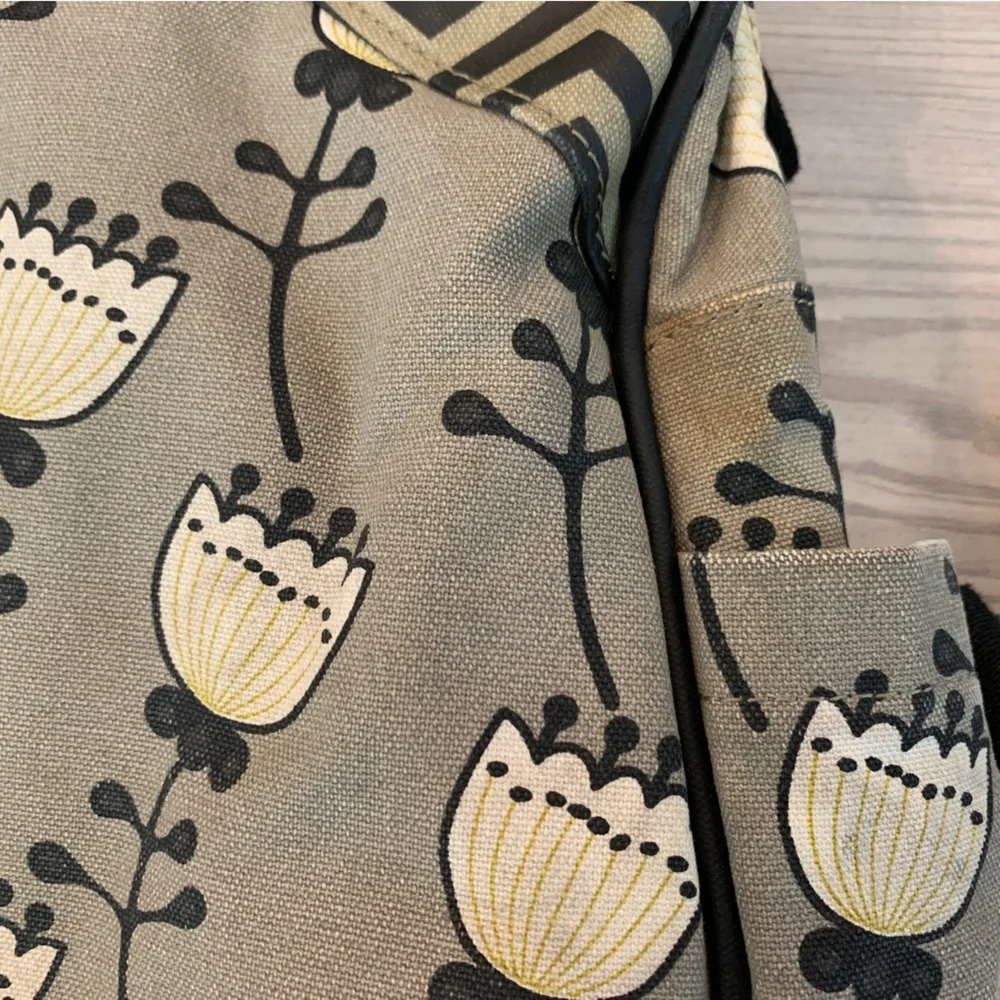 Petunia Pickle Bottom Floral Taupe and Cream Baby Bag